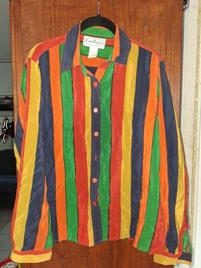 Patchington Women’s Multicolor Vertical Stripe Button-Up Shirt